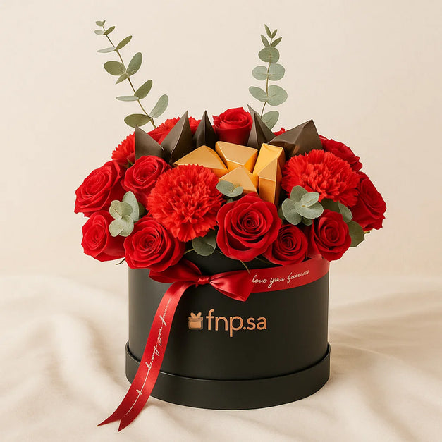 Ya Ghalak | Red Flower Box n Chocolates 