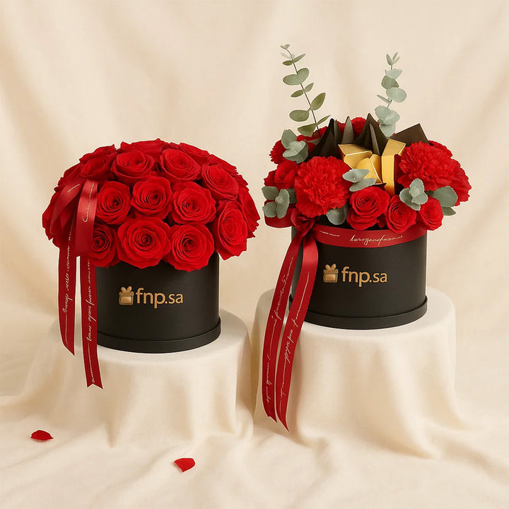 Love Double Dose  | 2 Red Rose Boxes n Chocolates 