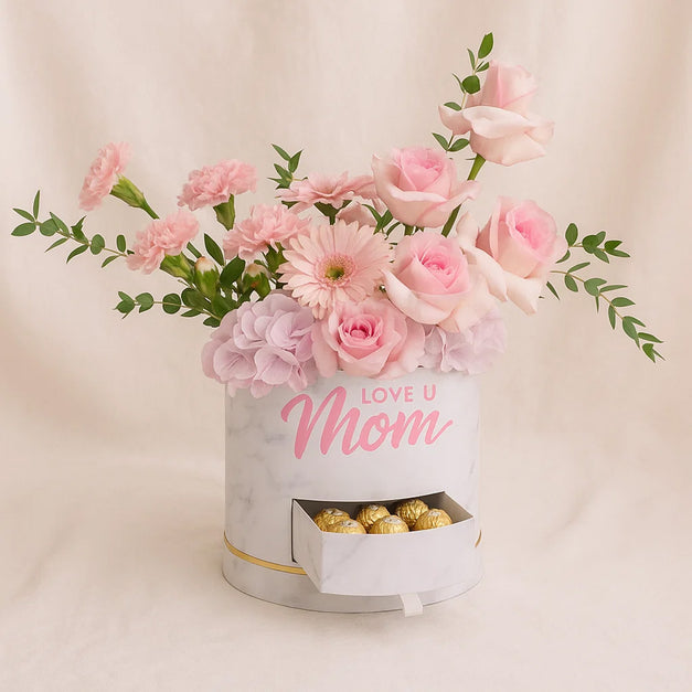  Love You Mom Flowers & Rocher Box