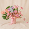 Chocolate With  Pink Flower Vase n Artificial Leaves