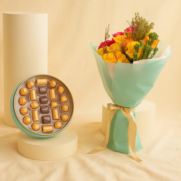 Bostani Luxury Chocolate Box n Rose Bouquet