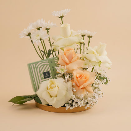 Elegant White Rose Ring n Patchi Chocolate