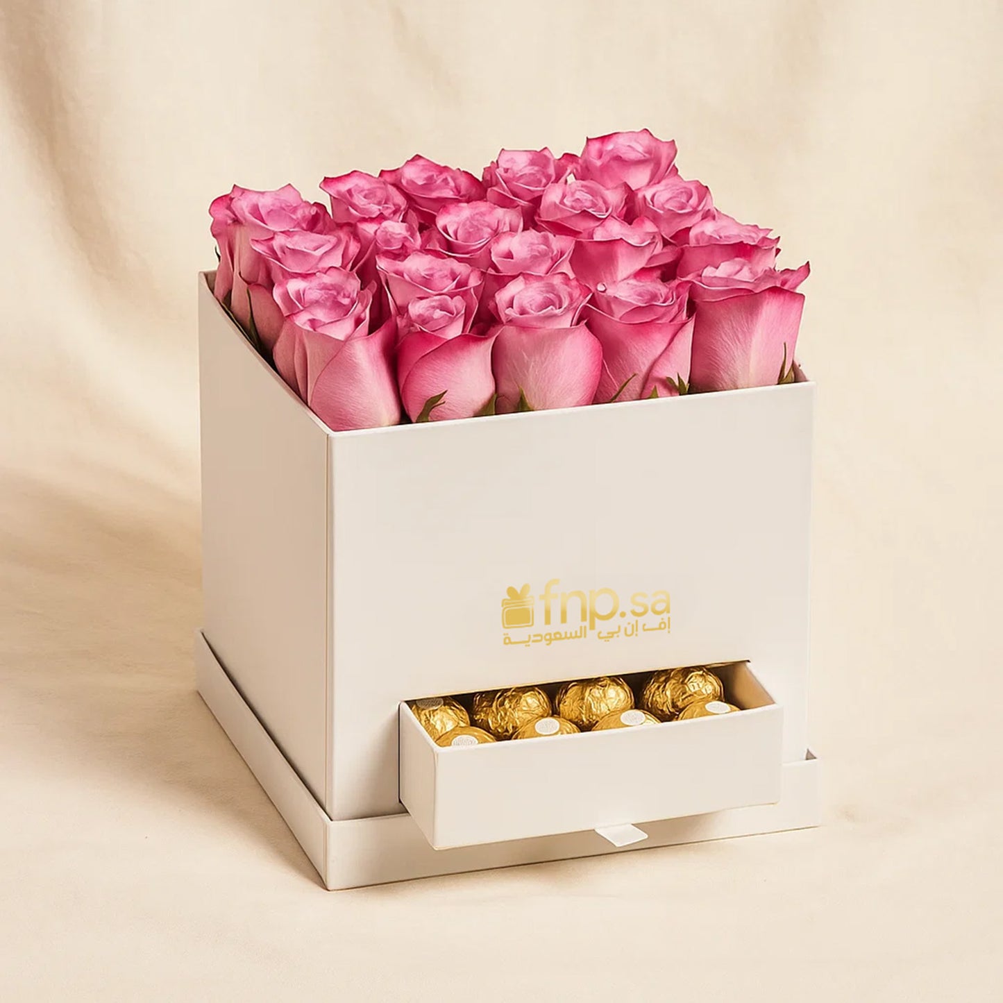 Stunning Pink Roses With Ferrero Rocher Box