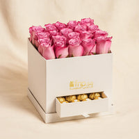 Stunning Pink Roses With Ferrero Rocher Box