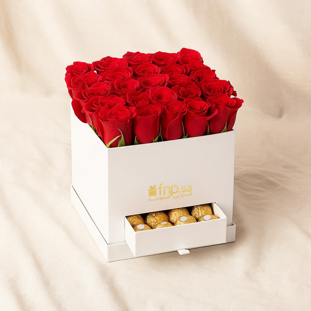 Stunning Red Roses n Ferrero Rocher Box