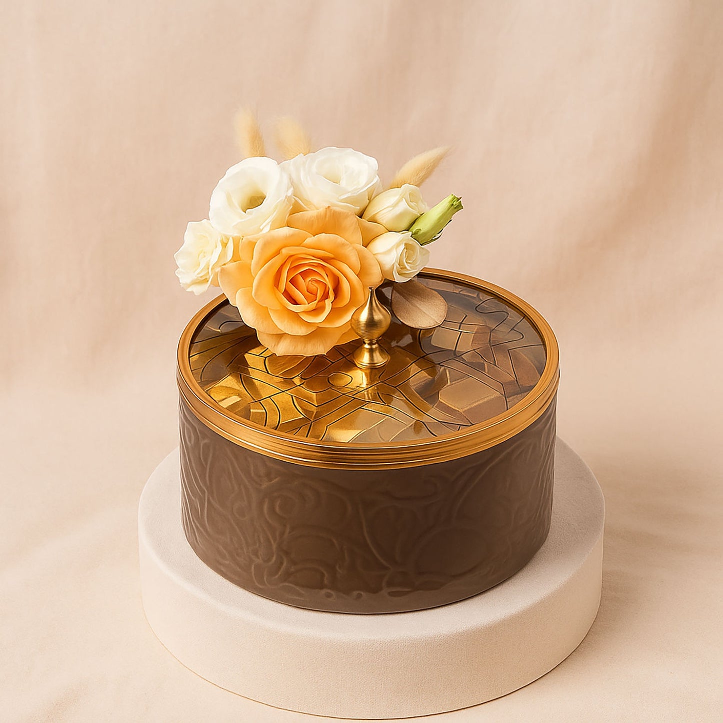 Otantik Home Chocolate Brown Bowl N Rose