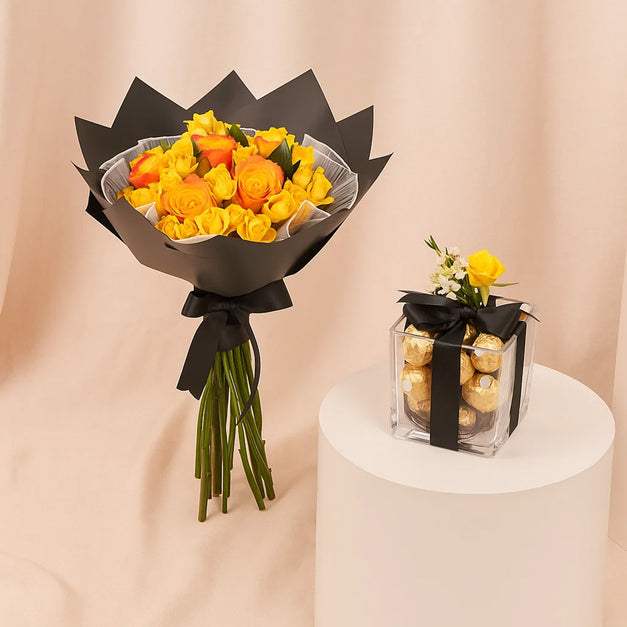 Beautiful Yellow Rose Bouquet Combo