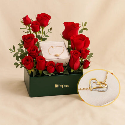 فونتيناي باريس قلادة مطلية بالذهب مع بوكس ورد