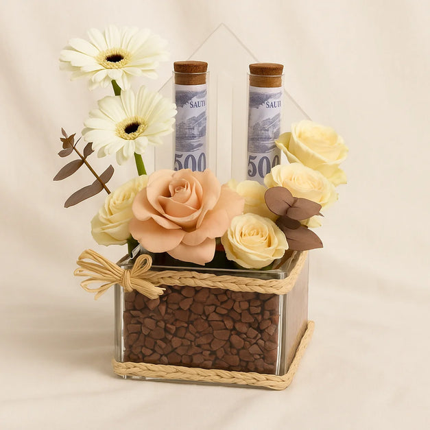 Warm Wishes Flowers n Money Box