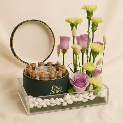 Feel Good Tea Leather Box n Flower Tray 