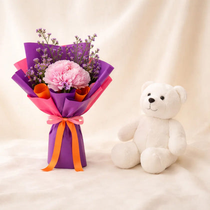 Pink Hydrangea n Teddy Bear Combo