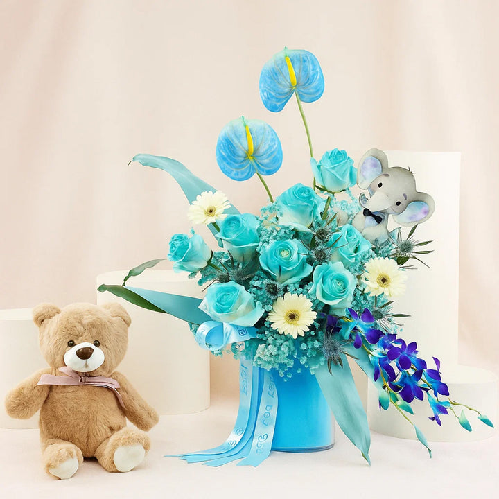 Newborn Gifts | Blue Roses Arrangement 