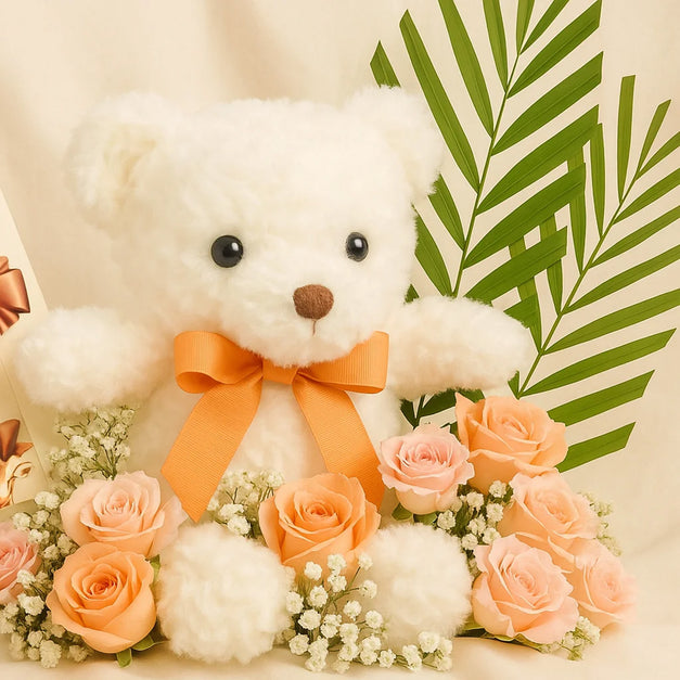 شوكولاتة جوديفا في سلة ورد مع تيدي بير