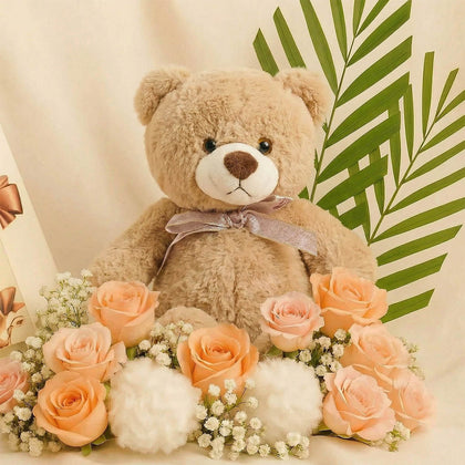 Godiva Chocolate Rose Basket n Teddy Bear