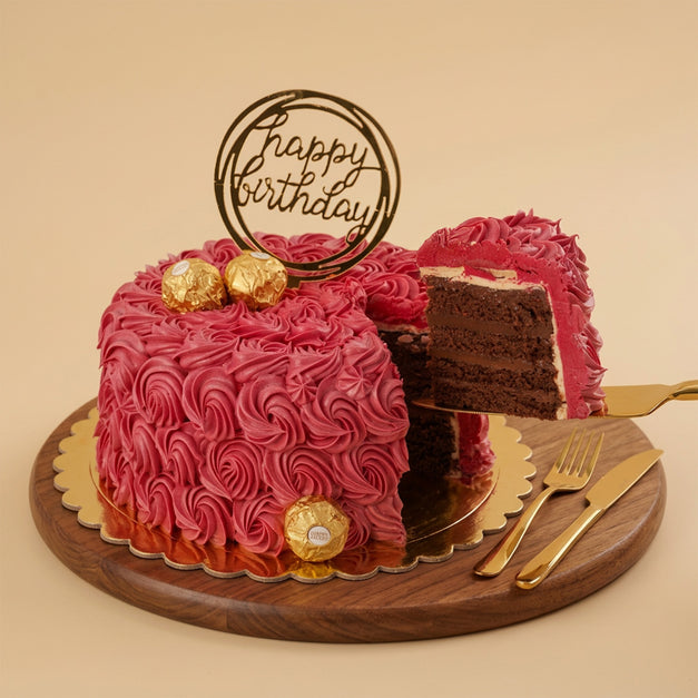 Rosy Happy Birthday Cake