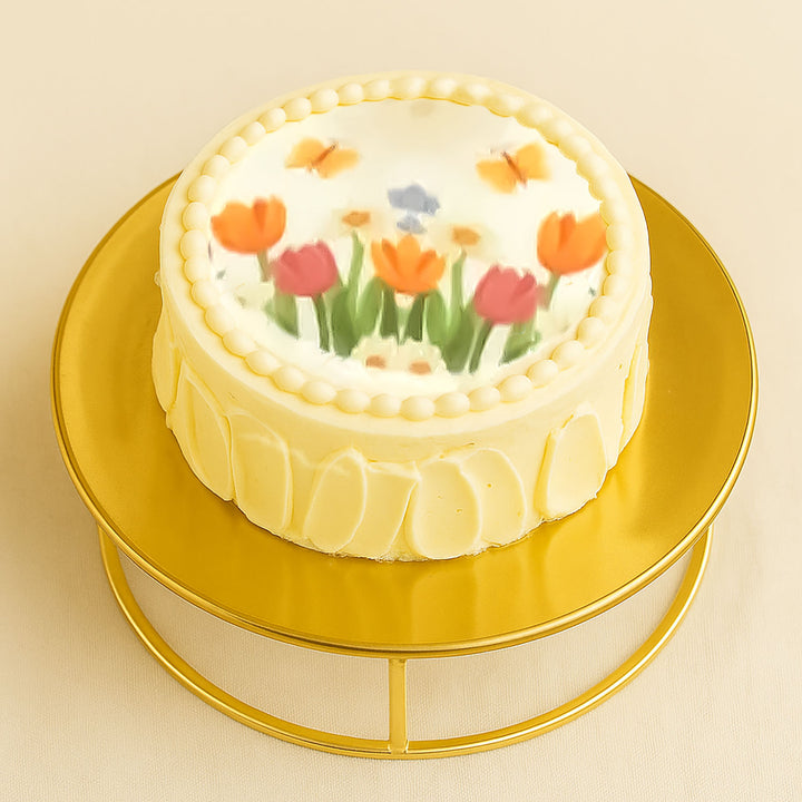 كومبو التوليب | ورد و كيك صغير مع إطار