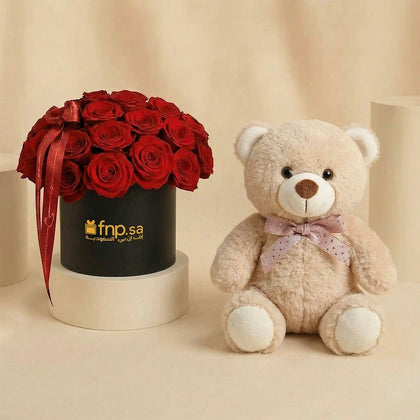 لفتة حب | بوكس 35 وردة حمراء و دبدوب