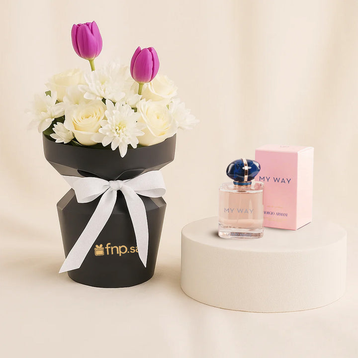 Flower Bouquet With Giorgio Armani My Way Women Perfume