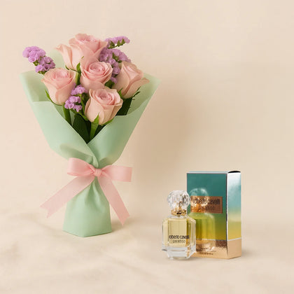 عطر نسائي روبيرتو كافالي باراديسو و بوكيه ورد