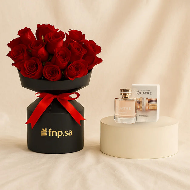 باقة ورد مع عطر بوشرون كاتريه نسائي 100مل