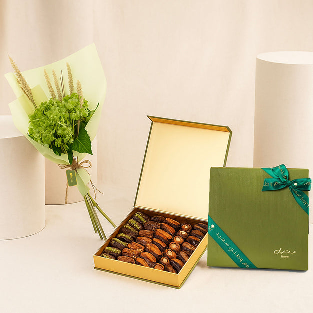 Hydrangea Bouquet With Bateel Palm Gift Set