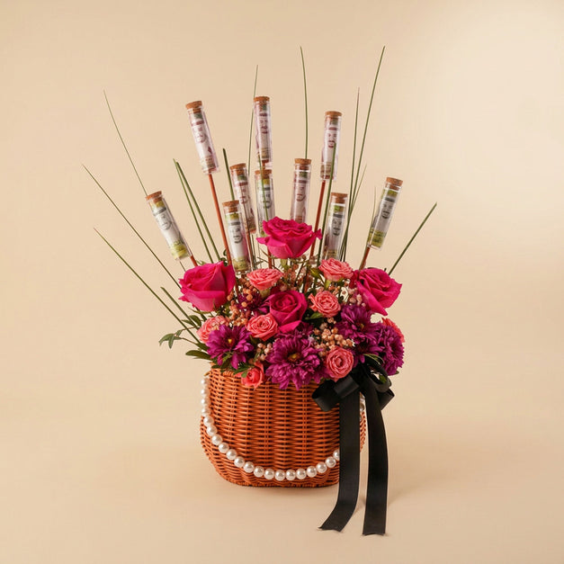 SAR1000 and Flower Arrangement Gift Basket