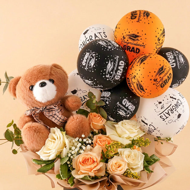 Cheers Grad Teddy Bloom Box