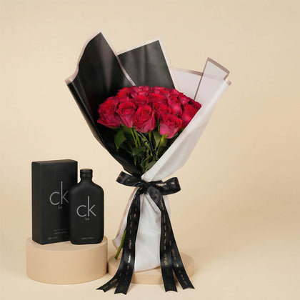 عطر سي كيه بي للجنسين مع باقة ورد