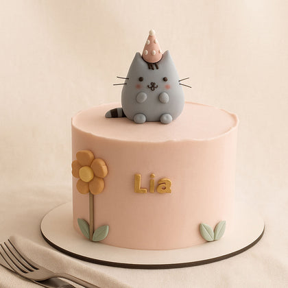 Cat Theme Personalized Kids Cake