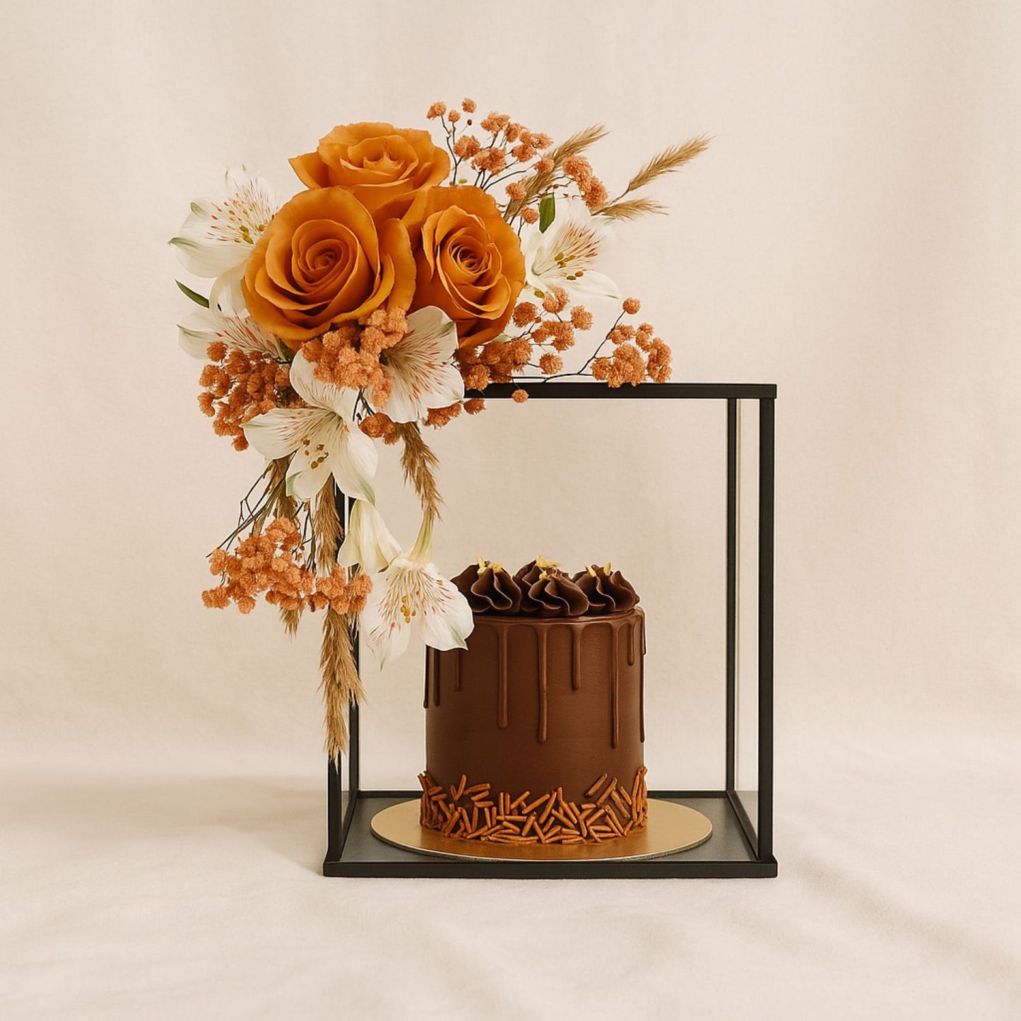 Chocolate Cake n Brown Roses Combo 