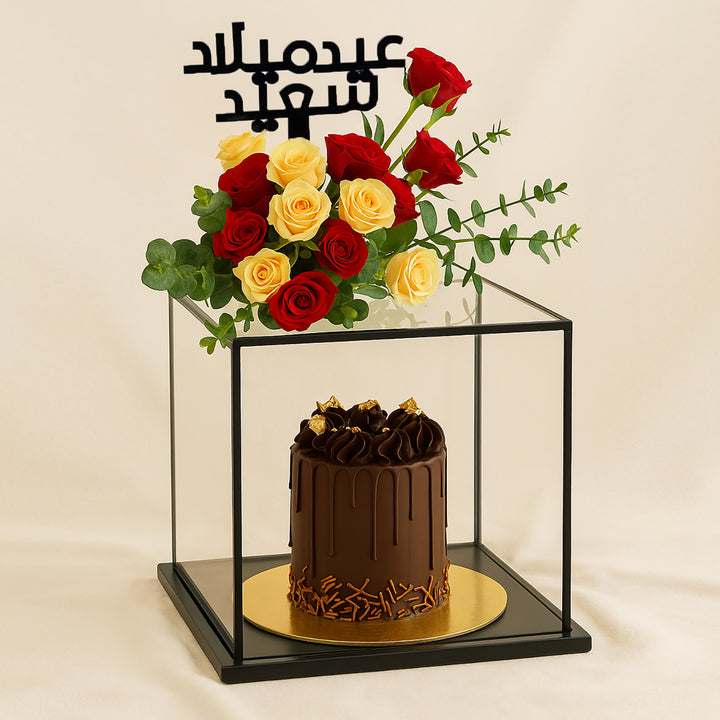 Chocolate Cake n Roses Birthday Gift