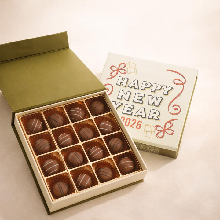 ورد اقحوان مع شوكولاتة رأس السنة