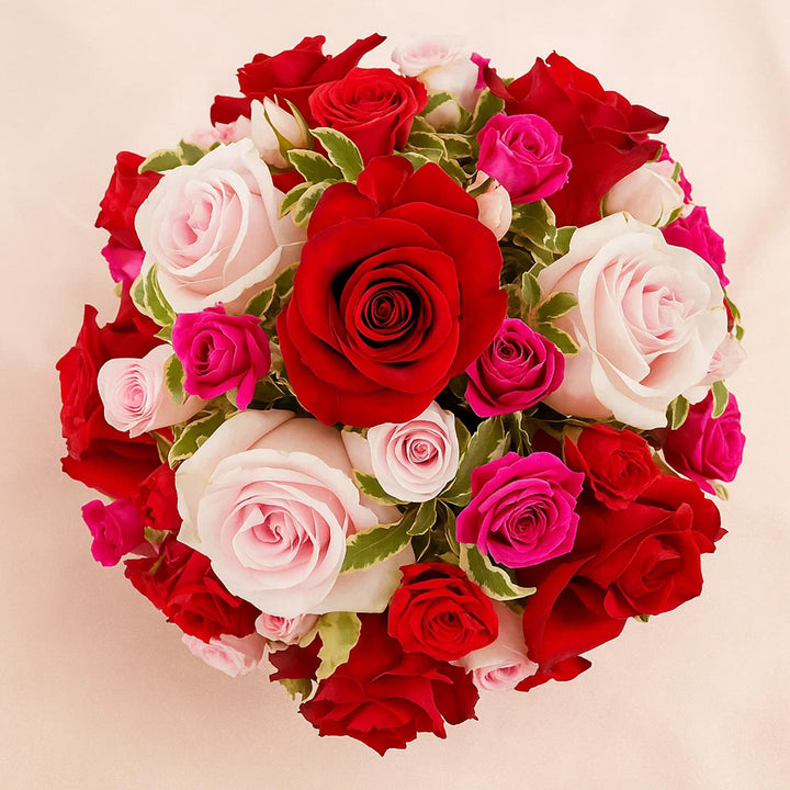 Colorful Roses Glass Vase