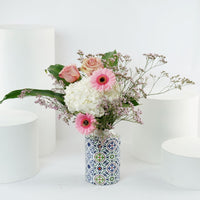 White Hydrangea n Flowers Tall Vase