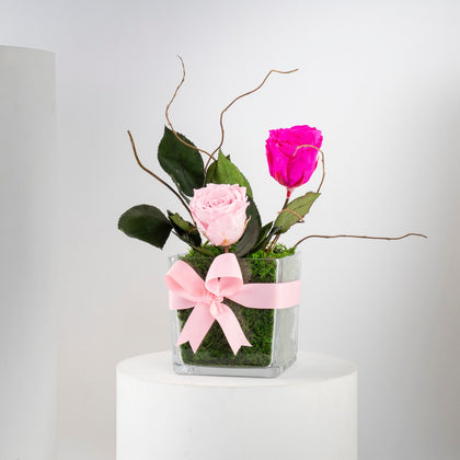 Pink Forever Roses Vase