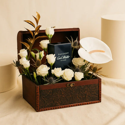 Davidoff Cool Water Perfume For Men in White Roses Box