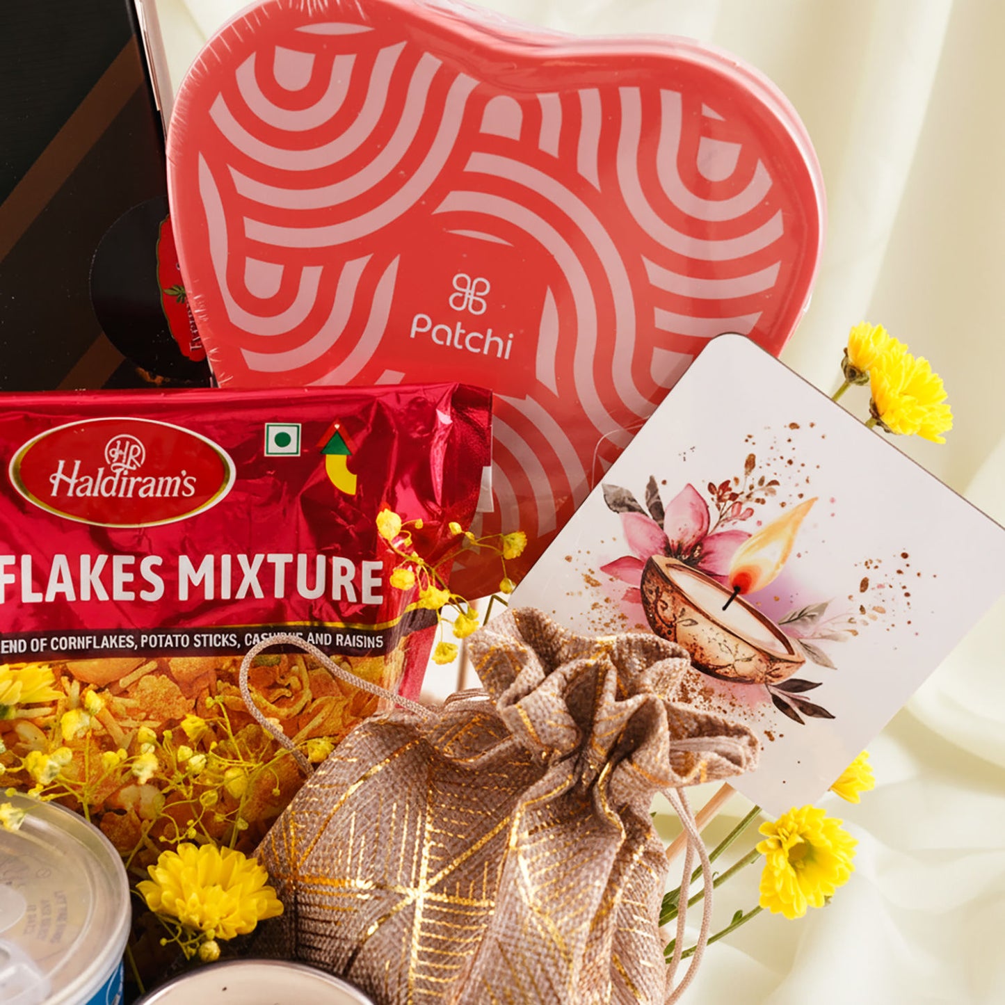 Deewali Gift Basket with Patchi n Flowers
