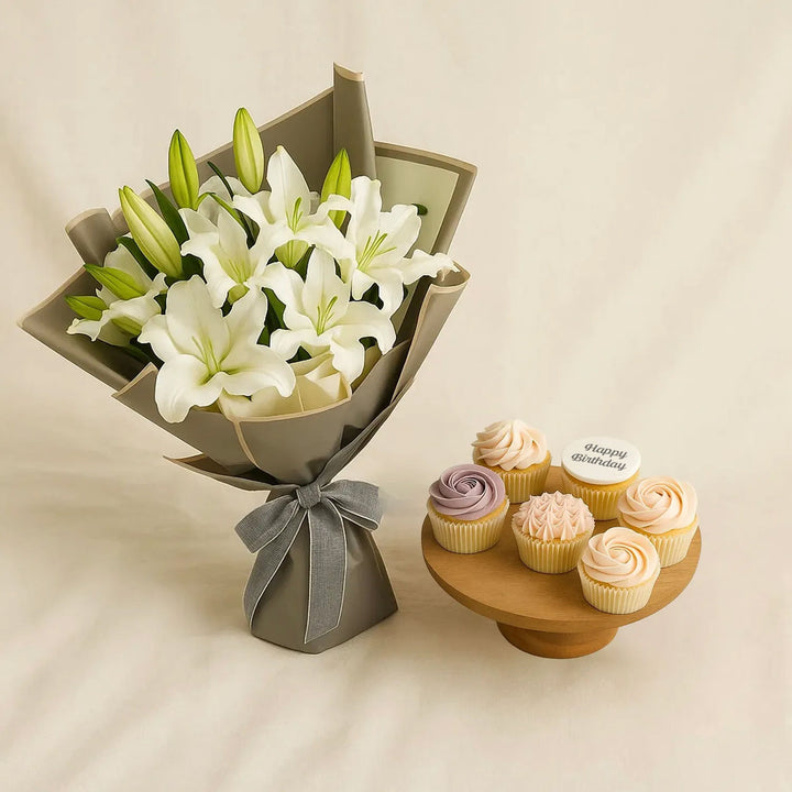 White Lily Bouquet Gift Set