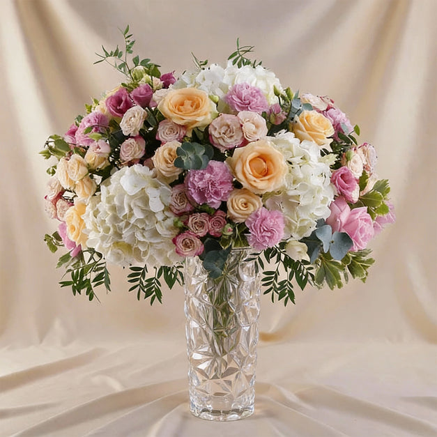 Dream White Hydrangea n Roses Vase