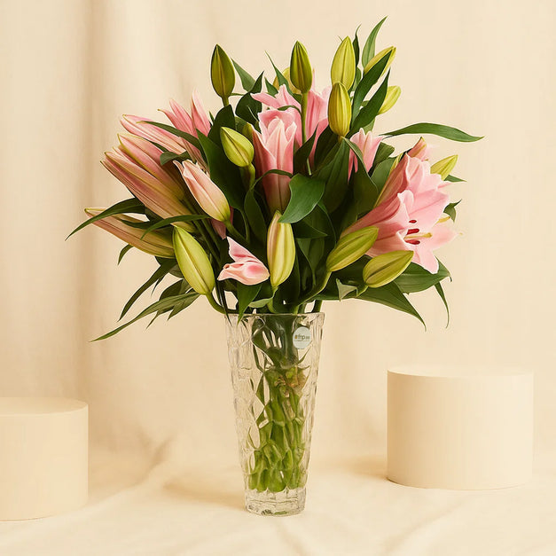 Timeless Beauty Lily Flower Crystal Vase