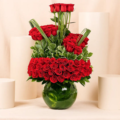 Luxury Red Rose Vase Arrangement