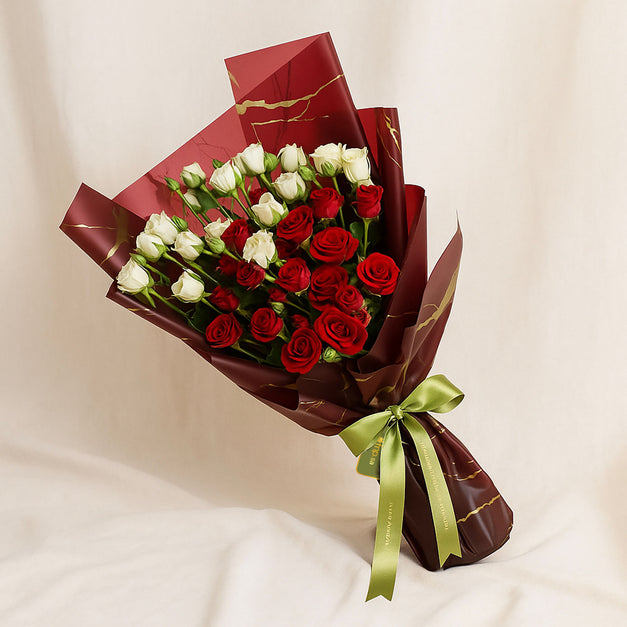 Red n White Spray Rose Bouquet