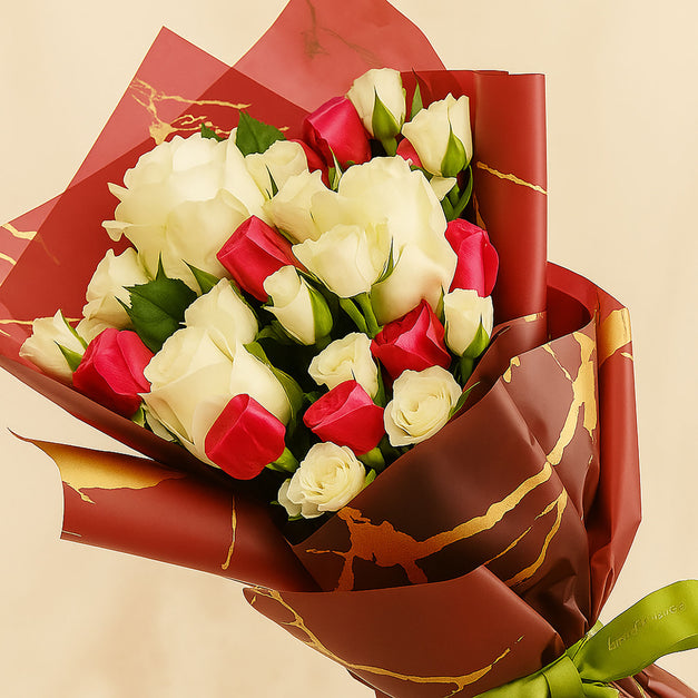 White Spray Rose n Chocolate Bouquet