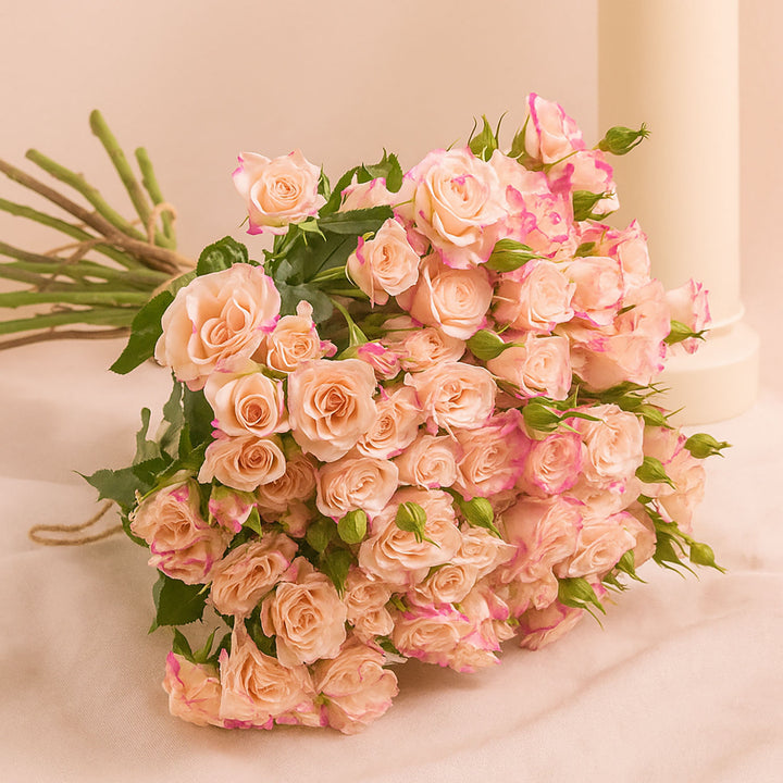 Beautiful 15  Peach Baby  Roses Bouquet 