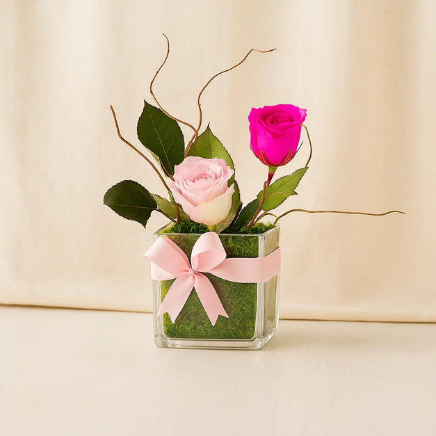 Pink Forever Roses Vase