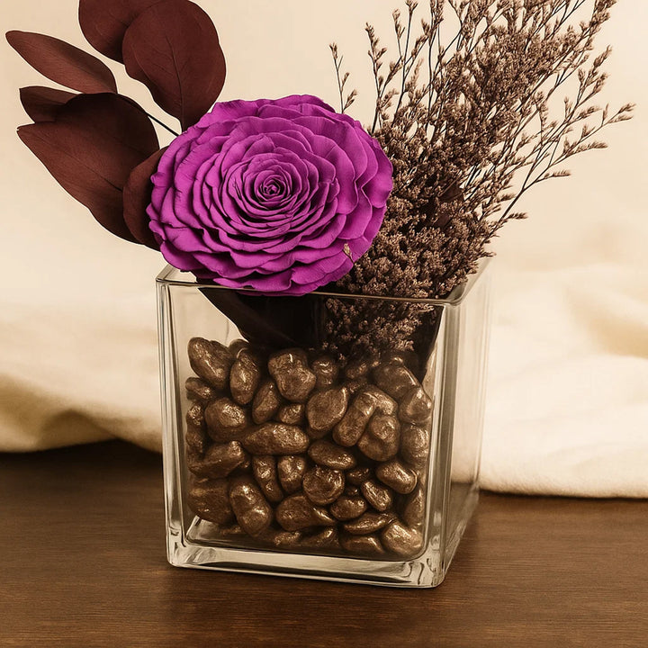 Purple Preserved Rose Vase