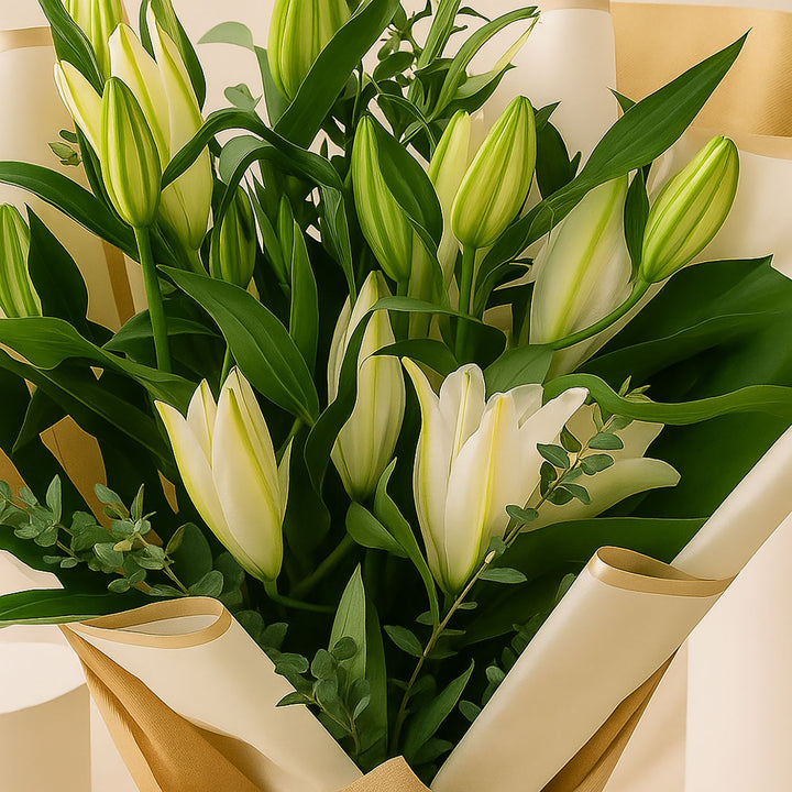 Royal Serenity White Lilies Bouquet