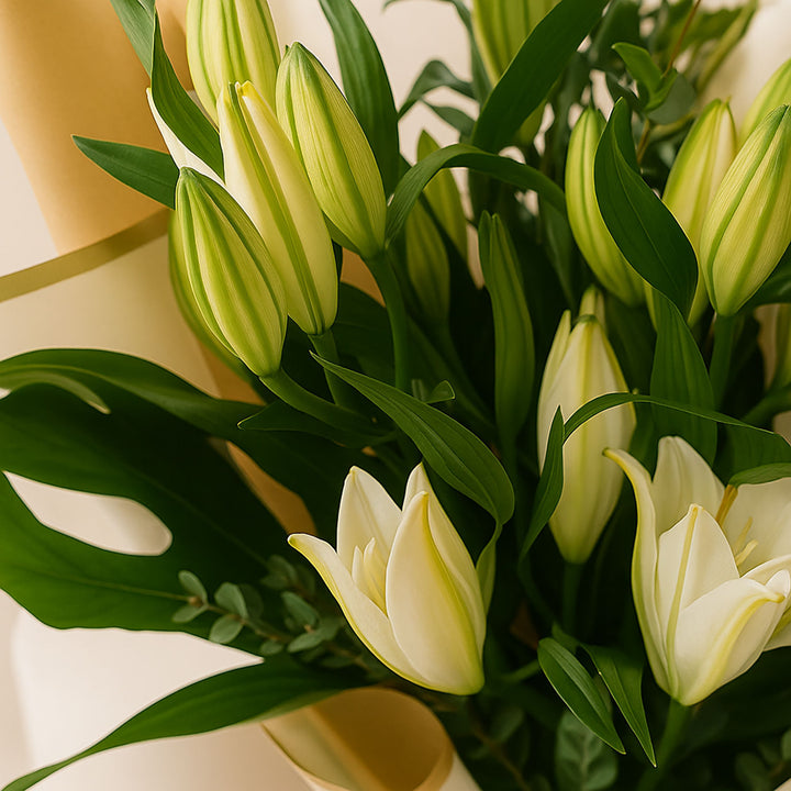 Royal Serenity White Lilies Bouquet