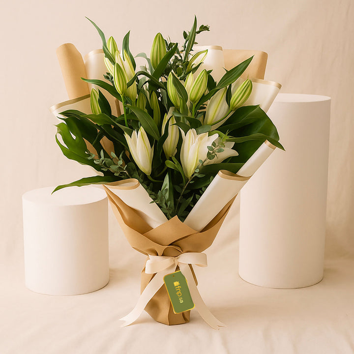 Royal Serenity White Lilies Bouquet
