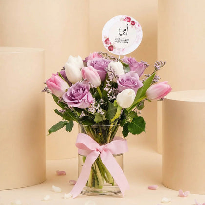 Tulip n Rose Elegant Vase For Mom